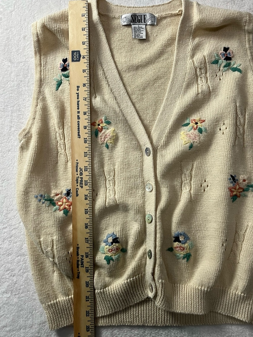 Vintage Segue Floral Embroidered Cardigan Sweater Grandma Core Cottagecore Large - Picture 5 of 7